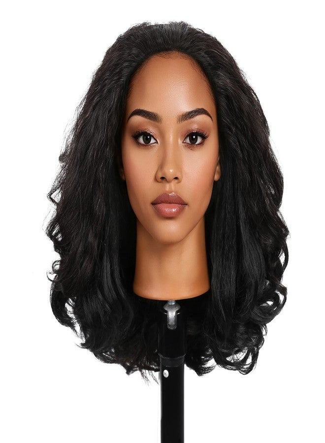 Quantum Love Half Wigs for Black Women Yaki Curly Half Wig with Curly Ends Wear and Go Natural Black Synthetic Glueless Hair14 Inch with Headband - Image 2